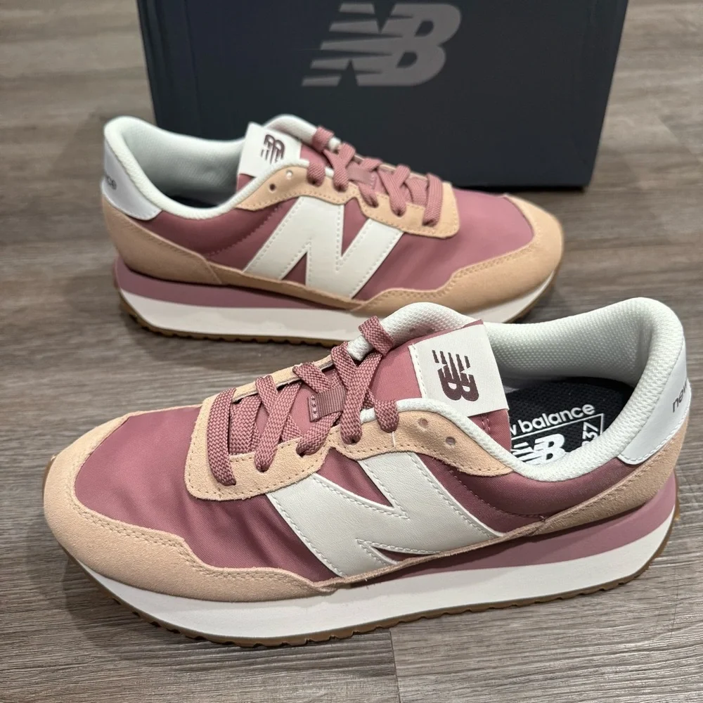 New Balance 237 Rose Rose Suede Leather Athletic Lace Up Sneakers